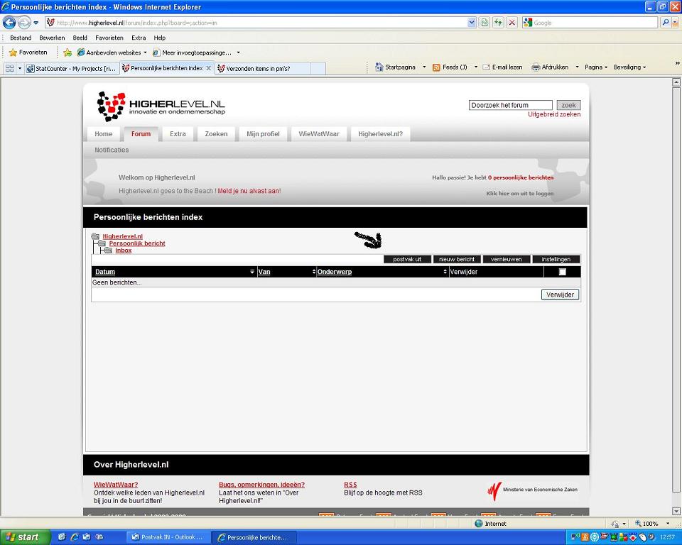 Verzonden items in pm's?