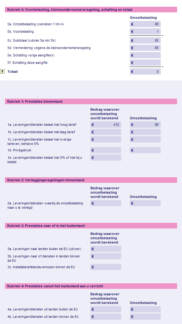 Controle eerste aangifte omzetbelasting Fiscale zaken Higherlevel